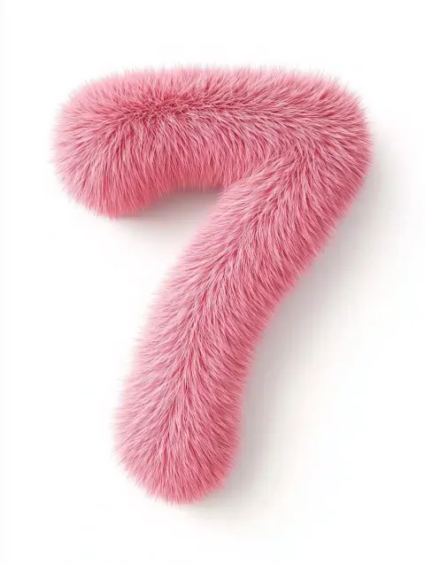 Furry Pink Number 7 3D