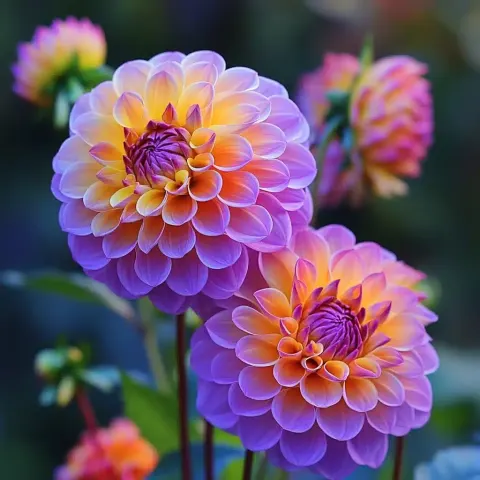 Closeup HD Pompom Dahlias