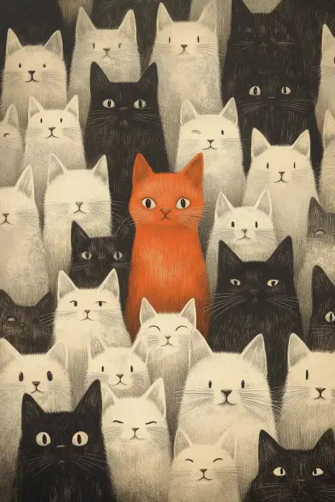 Pencil Cats with Colored Center