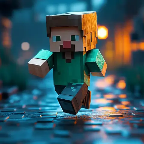 Pixelated Character in Motion