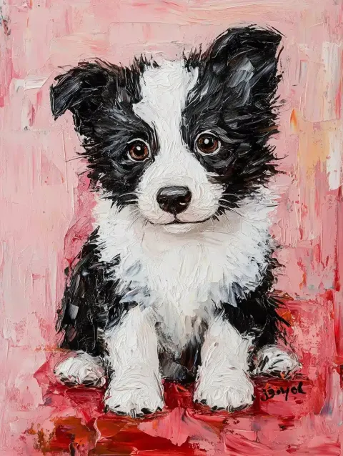 Impasto Border Collie Portrait