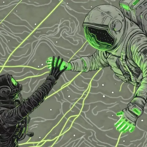Futuristic Connection Astronaut and Diver