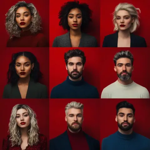 Diverse Portraits on Red