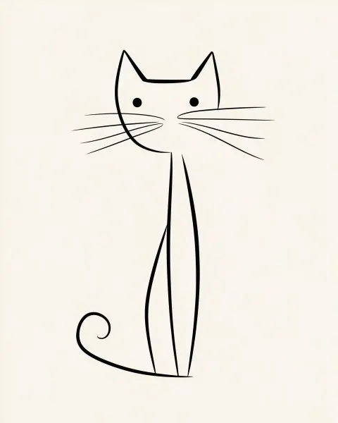 Minimalist Stick Cat Art