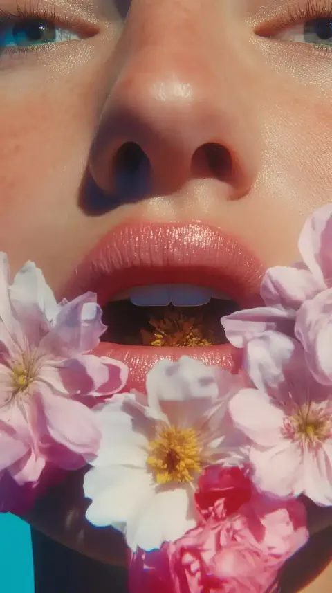 Surreal Floral Lips Portrait