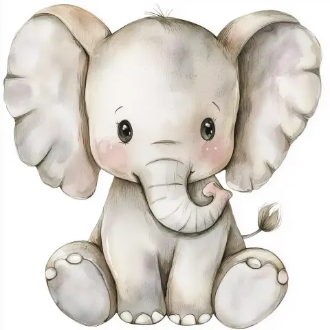 Pastel Elephant Outline Art