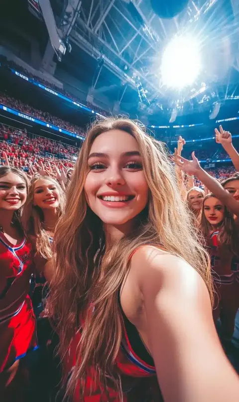 Cinematic Cheerleaders in Stadium