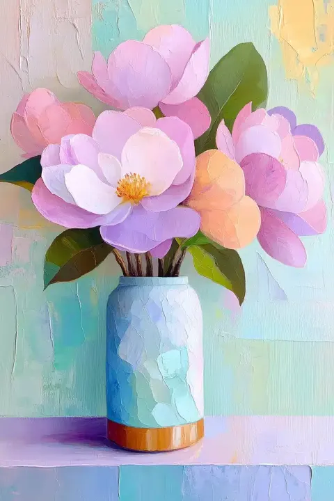 Abstract Expressionist Floral Vase