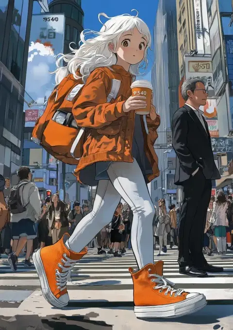 Anime Girl in Urban Scene