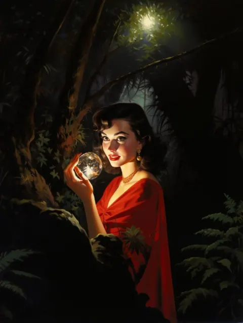 Lady Holding Crystal Flower Enchanted Pulp Nocturne