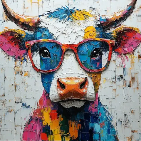 Vibrant Cow in Glasses