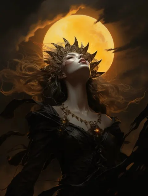 Black Sun Setting Golden Age Illustration Nocturne