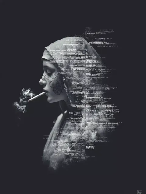ASCII Nun with Tattoos