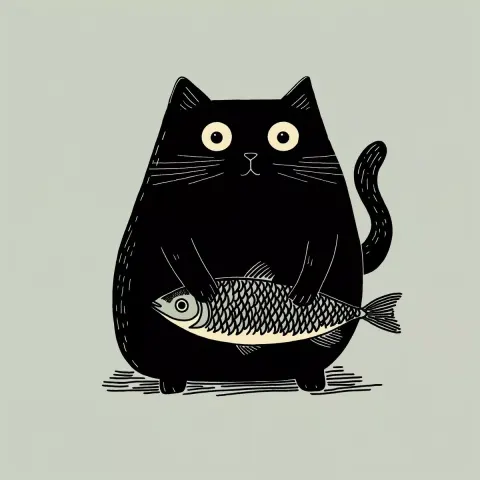 Chubby Cat and Sardine Graphic