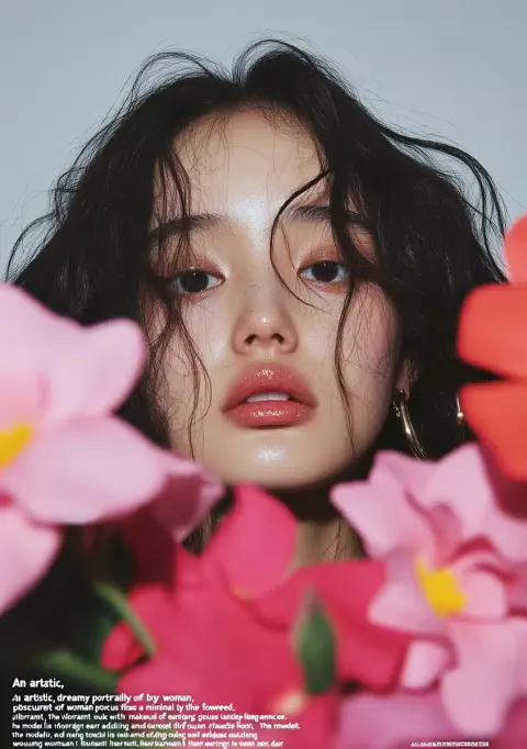 Ethereal Portrait with Flowers