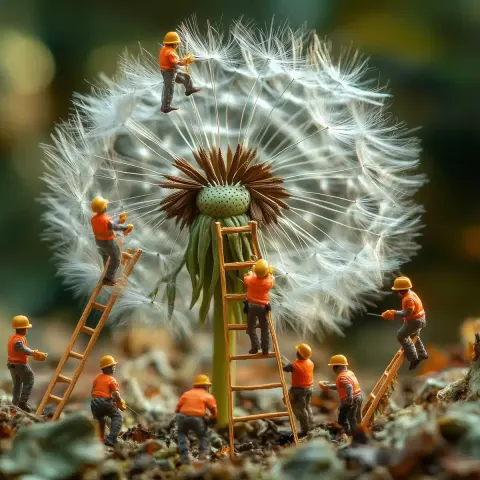 Macro Dandelion with Miniatures