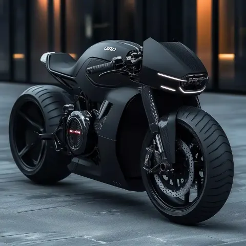 Matte Black Audi-Inspired Motorcycle