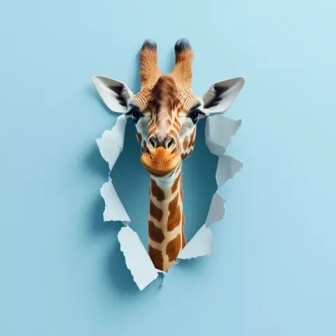 Giraffe Emerging from Paper