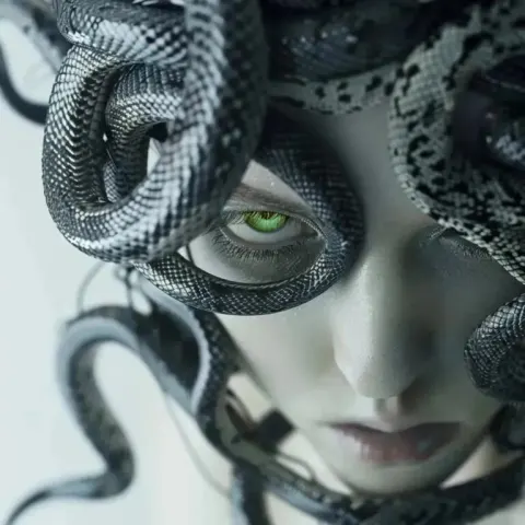 Hyper-Realistic Medusa Portrait with Snakes