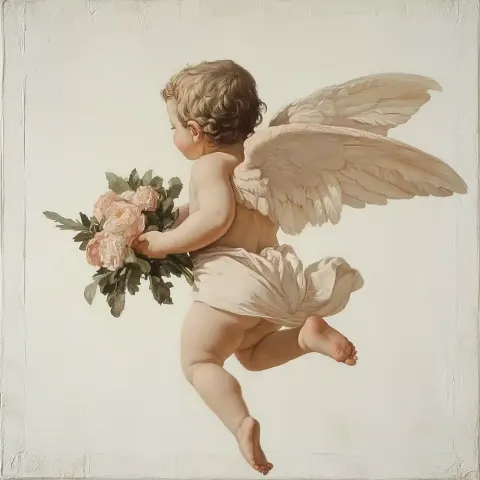 Renaissance Cherub with Flowers