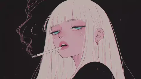 Anime Girl Smoking Room