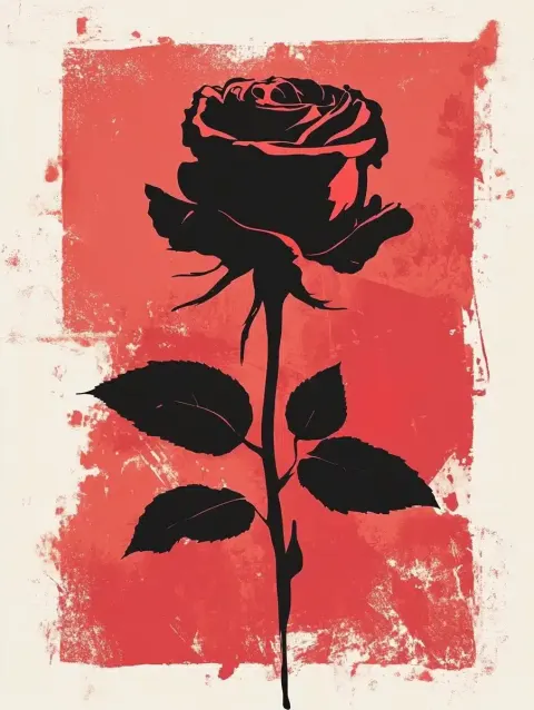 Retro Acidic Rose Silhouette