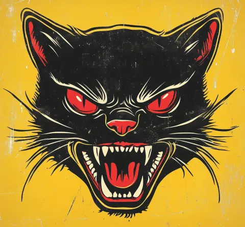 Vintage Cat Face Illustration