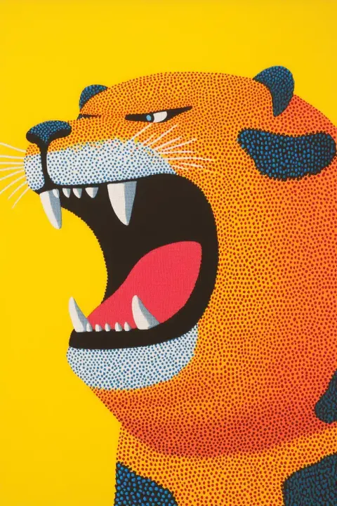 Geometric Tiger Totem Print