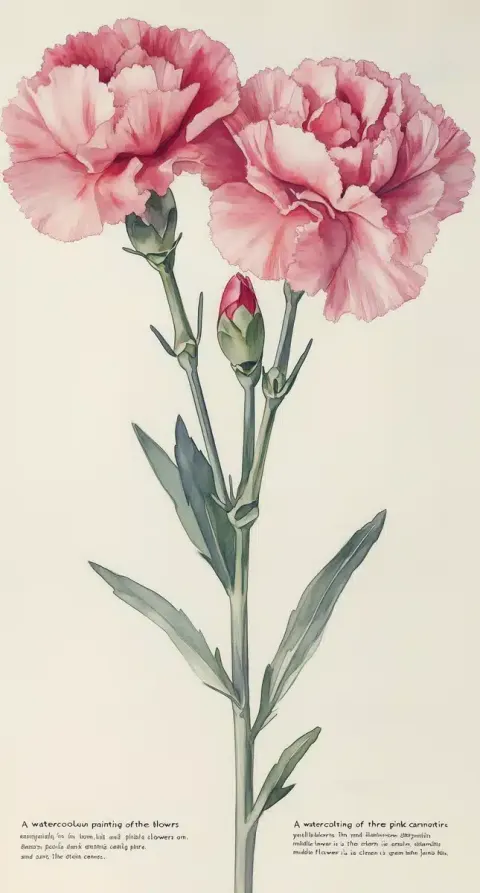 Botanical Watercolour Carnations