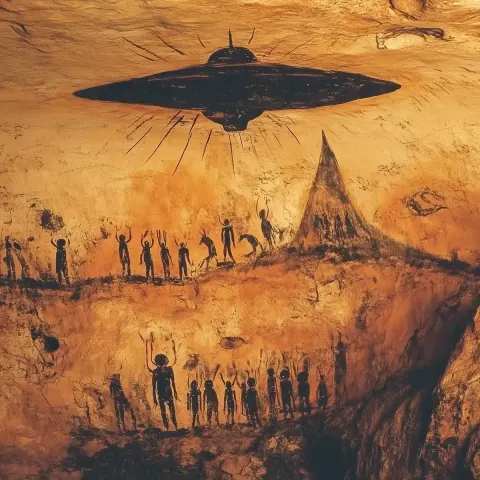 Cave Painting Hovering Spaceship