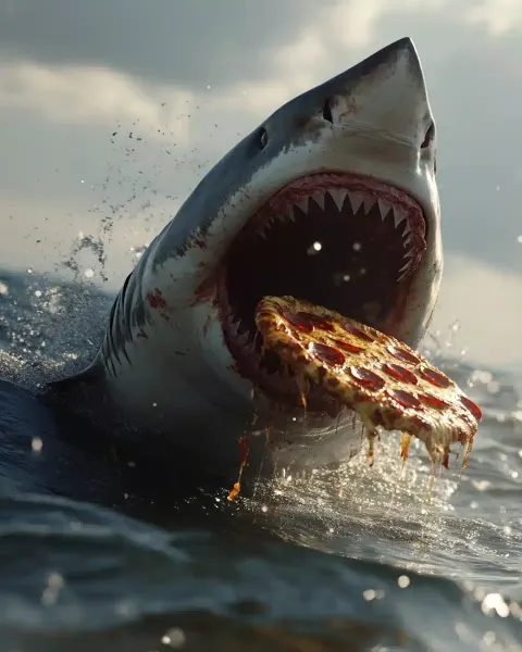 Hyper-Realistic Shark Pizza Attack