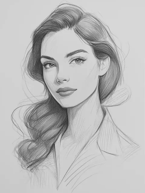 Elegant Woman Pencil Sketch