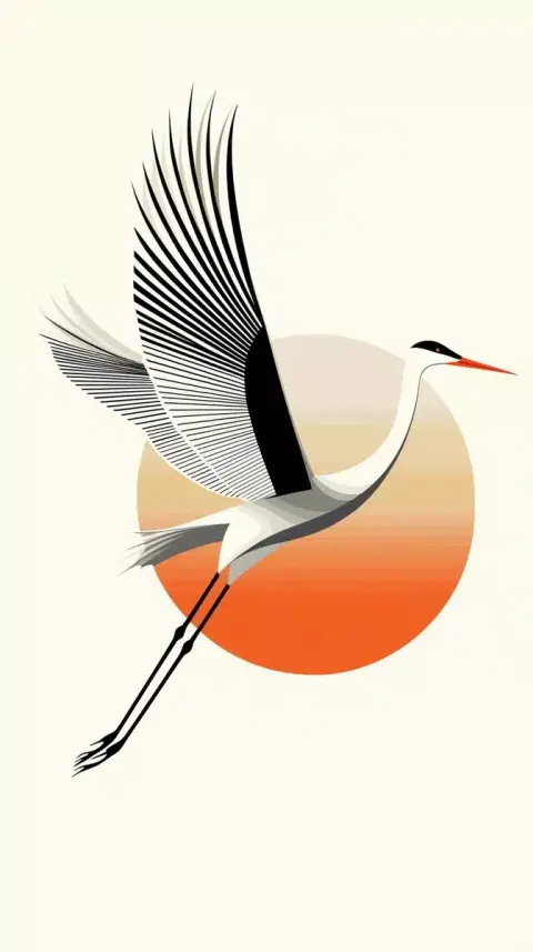 Minimalist Crane Geometric Design
