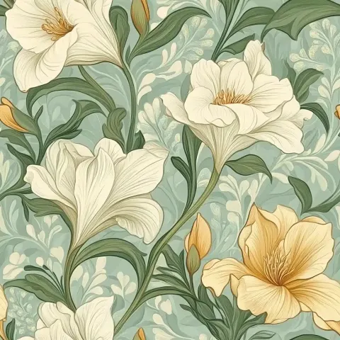 Vintage Freesia Wallpaper Pattern