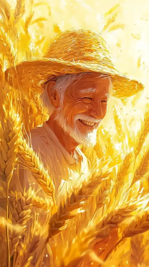 Elderly Farmer in Ghibli Fields