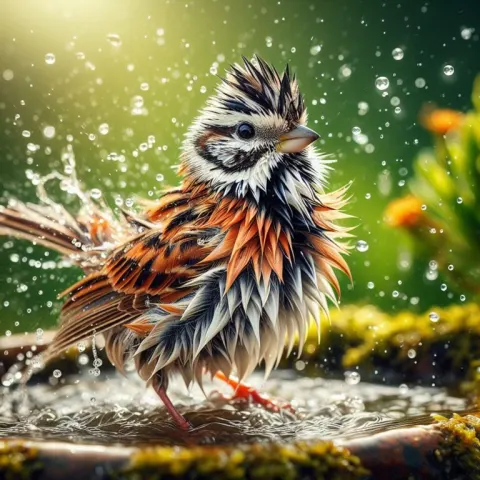 Southern Grey Shrike Bathing Splash Wildlife Photo