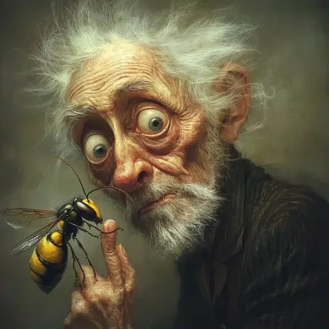 Surreal Elderly Man and Wasp