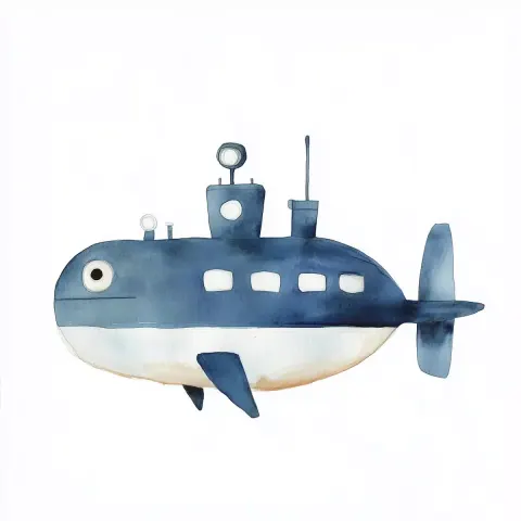 Minimalistic Watercolor Submarine