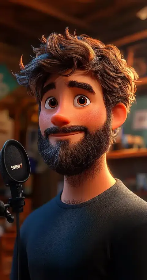 3D Pixar Man Podcasting