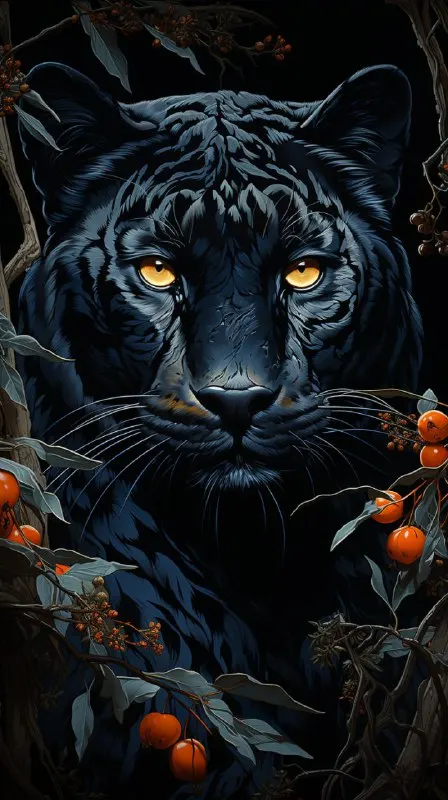 Leopards and Vegetation Ukiyo-E Wood Engraving Art