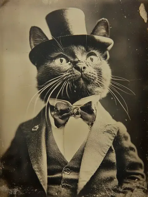 Dapper Cat in Retro Photography