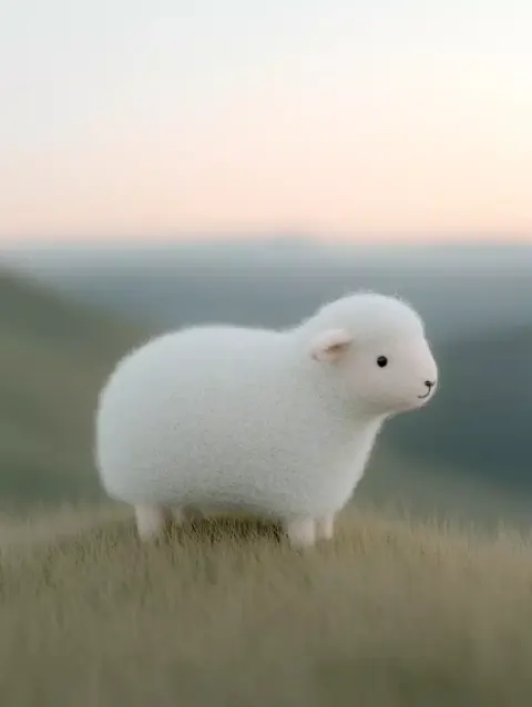 Felt Lamb in Sunset
