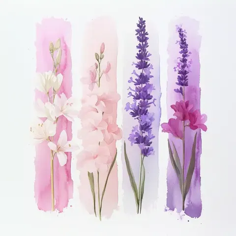 Watercolor Floral Brushstrokes Collage