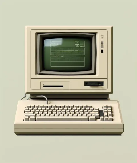 Refined Retro Computer in Dark Green and Light Beige