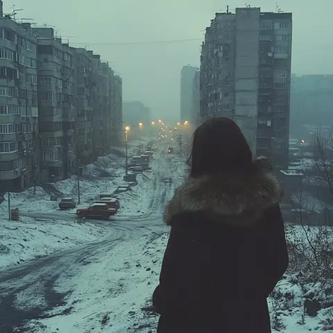 Cinematic Urban Winter Scene