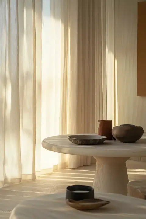 Front View of Draped Curtains
