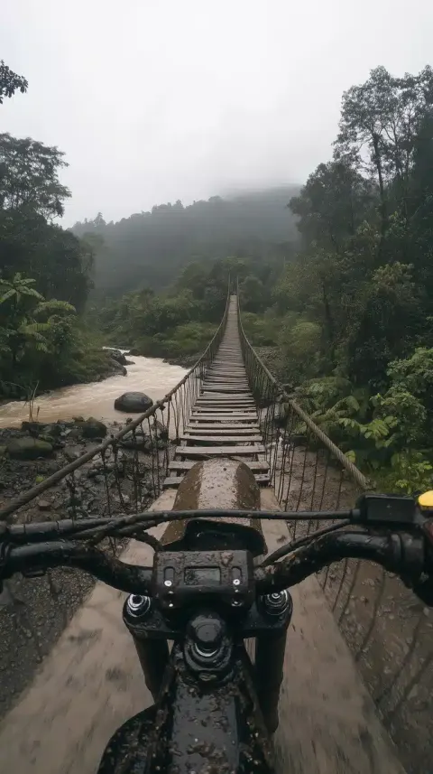 Motocross POV Over River