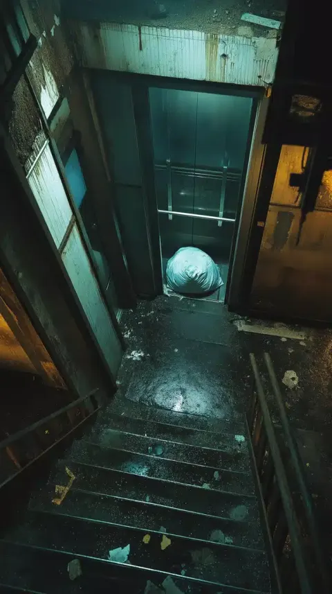 Elevator Scene with Body Bag