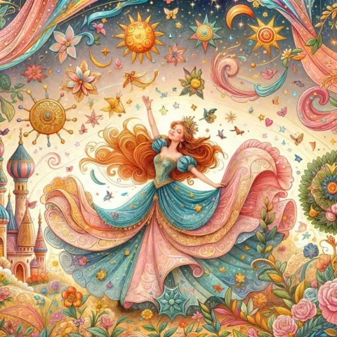 Colorful Princess Dancing in Harmony With Nature