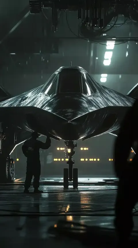 Futuristic Aircraft in Hangar